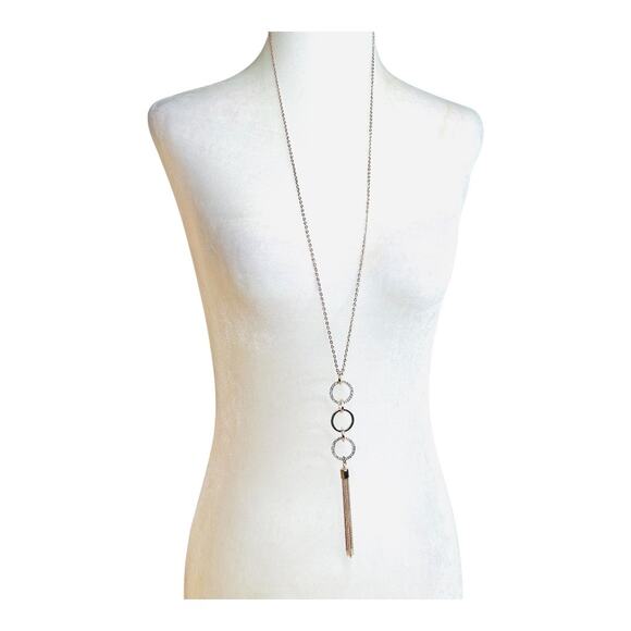 Tassel Pendant Necklaces Sparkly Silver Tone and Rose Gold Tone - Picture 3 of 4